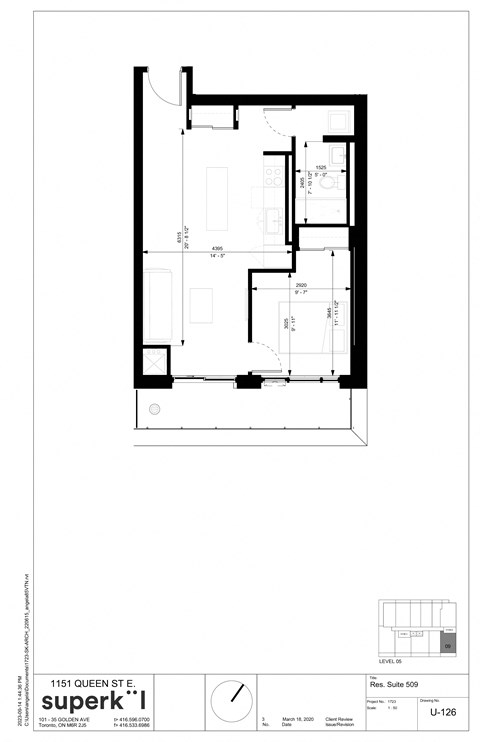 Floor plan for 1 bed, 1 bath, 634 sqft